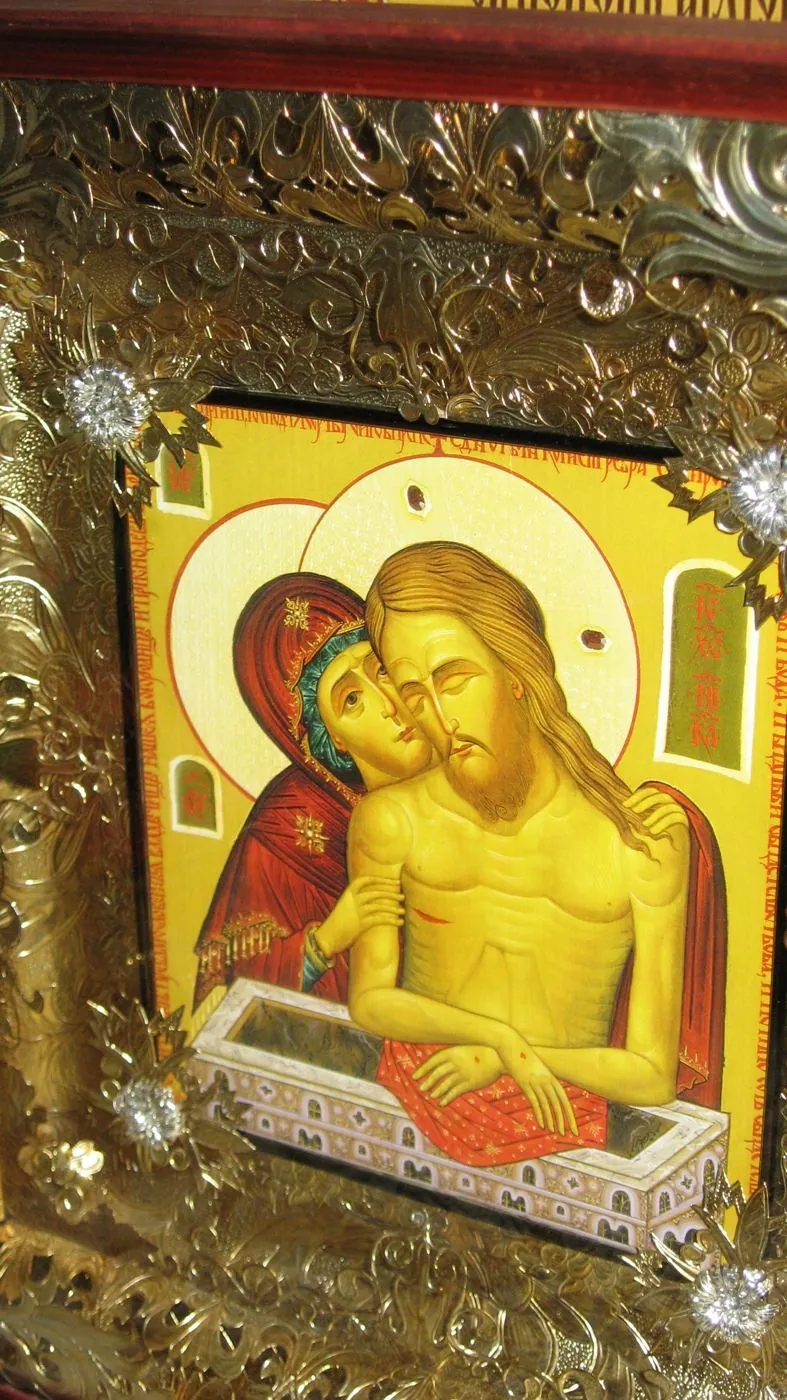 Икона «Не рыдай Мене, Мати» в серебряном окладе